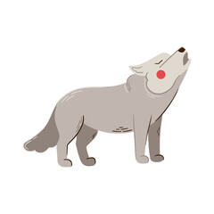 Cute wolf vector, forest animal illustration. Grey wolf hand drawn wild animal