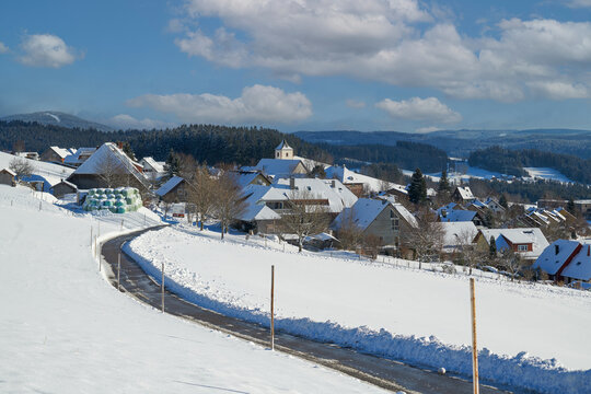 View of Breitnau in winter