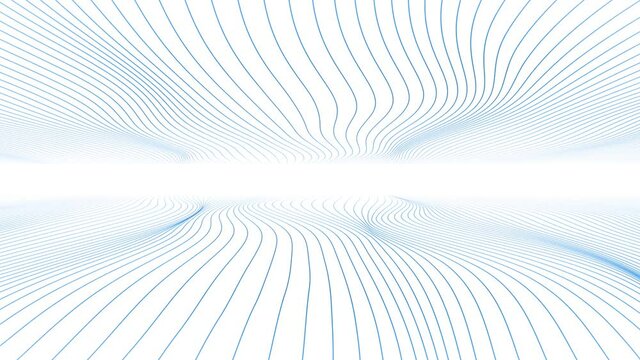 Seamless loop artistic curvy blue lines design on white screen animation background.
