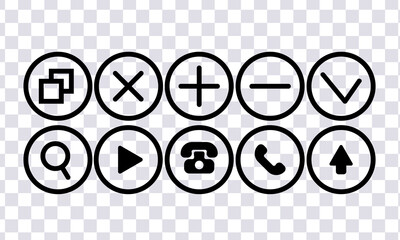 Set of black web icons for web design. Vector set isolated on transparent background.