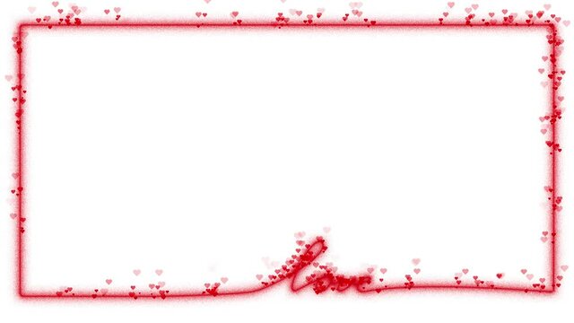 Valentine's day concept red frame with love word on white  empty copy space background seamless loop animation.