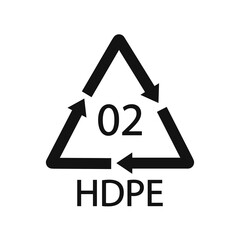HDPE 02 recycling code symbol. Plastic recycling vector polyethylene sign.