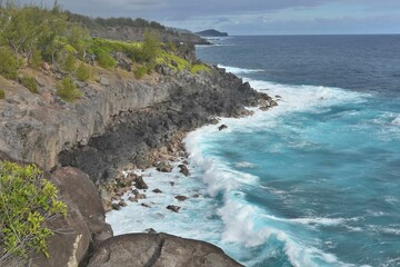 Wild coast. île de la Réunion, Océan Indien - obrazy, fototapety, plakaty