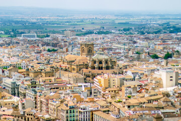 Obraz premium Panoramic view of Granada and its cathedral, Granada - Spain