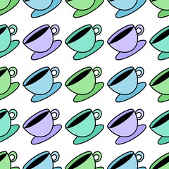 Seamless cup of coffee tea pattern for fabrics and textiles and packaging and linens and kids and wrapping paper