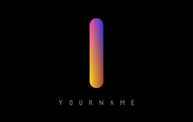 Letter I logo with rainbow 3d gradient. Creative vector illustration with typographic and vibrant gradient shape. Liquid color path.  
