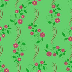 Vertical flower twigs on a green background