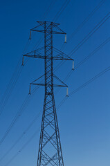 High Power Lines against a Blue Sky