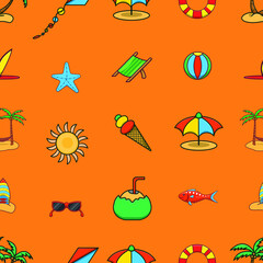 Beach summer seamless pattern