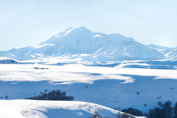 View to Elbrus from pass Gumbashi with zoom