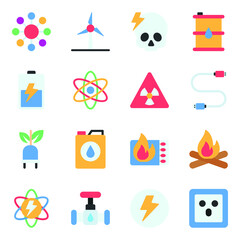 Pack of Power and Energy Flat Icons

