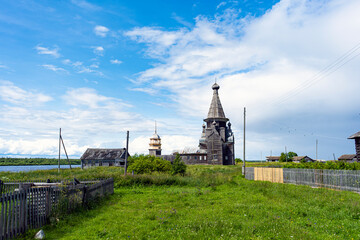 architecture, wooden temple, Piyala village, north. Arkhangelsk, Russia,