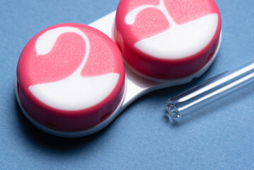 Contact lenses container on the table close up.