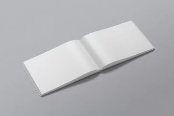 Foto op Plexiglas De landschapssjabloon van een open boek, met omgeslagen pagina& 39 s, met realistische schaduwen, voor de presentatie van ontwerp. © Graphicdeal