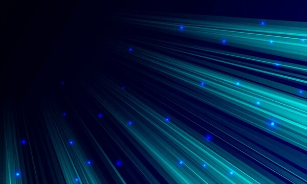 Neon blue abstract background with light lines and stars. Northern lights. The Milky Way. Energy flash. LED strip. Cosmic bodies. Traces of rays. Digital technologies. Space. Vector illustration