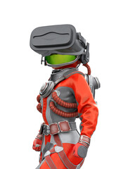 Fototapeta premium astronaut girl on vr close up view