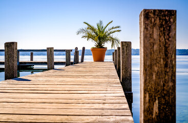 old wooden jetty at a lake