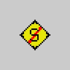 Obraz premium s mark pixel drawing,Stop or S symbol crossed out pixel vector illustration