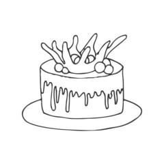 Happy Birthday Vector Card with Colorful Cake.. Cute Praty Cake. Vector illustration