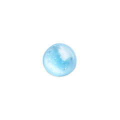 Drop of light blue ointment on white background, top view