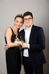 couple love their dog. Petrenthood and Pet owners.