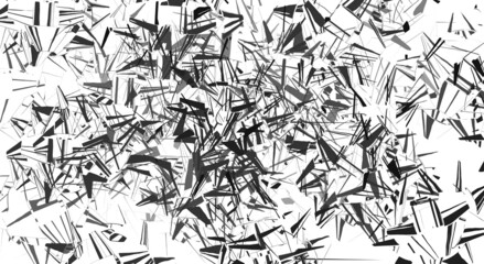 Black geometric random chaotic lines on white background. Horizontal abstract pattern texture in black and white. Modern, contemporary illustration