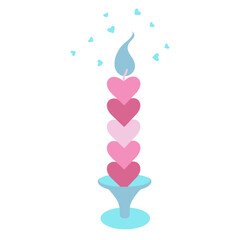 Candle Hearts Blue Fire Concept Vector Design Valentine