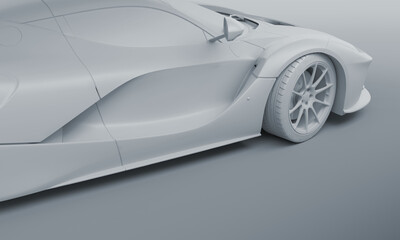 Obraz na płótnie Canvas Sports car 3d render in one solid color. Background for cover, page, flyer, poster, banner, brochure, booklet. 