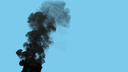 black rich toxic smoke emission from oil power plant, isolated - industrial 3D rendering