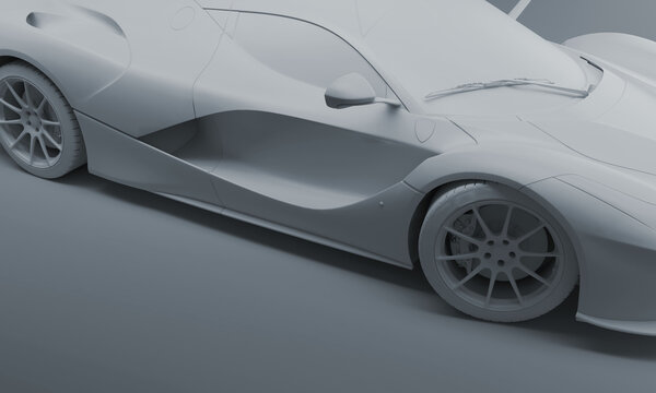 Sports car 3d render in one solid color. Background for cover, page, flyer, poster, banner, brochure, booklet.
