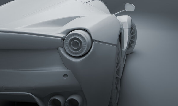 Sports car 3d render in one solid color. Background for cover, page, flyer, poster, banner, brochure, booklet.
