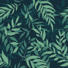 Tropical and jungle leaves seamless pattern