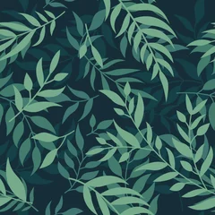 Tapeten Tropische Blätter Nahtloses Muster der Tropen- und Dschungelblätter