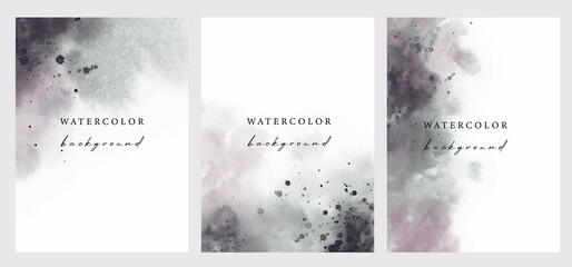 Set of vector watercolour universal backgrounds with copy space for text