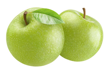 Delicious green apples, isolated on white background