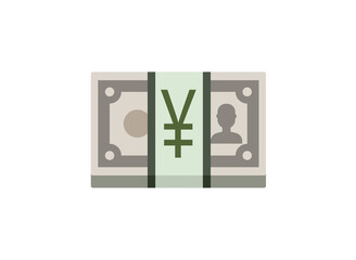 Yen banknote pack vector icon. Isolated Yen Paper Currency flat, colored illustration symbol - Vector