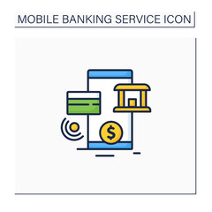 Online banking color icon.Accessing bank accounts and carrying out financial transactions through internet on smartphone. Mobile banking service concept. Isolated vector illustration