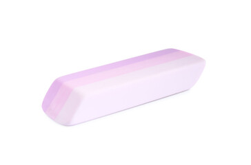 New bright eraser isolated on white. School stationery