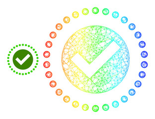 Crossing mesh true area frame icon with spectral gradient. Bright frame net true area icon. Flat mesh created from true area icon and crossing lines.