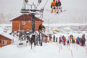 Ski Lift Crowd 