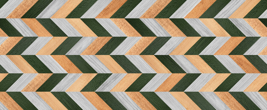 Seamless wood wallpaper. Light colorful parquet floor texture with repeat chevron pattern.