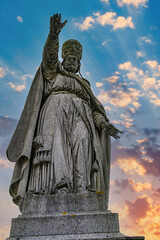 Fototapeta na wymiar Marble statue of Pietro Ottoboni - Pope Alexander VIII. Prato della Valle square in Padova, Veneto, Italy