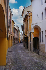 Fototapeta premium Narrow medieval street in Padua, Veneto, Italy