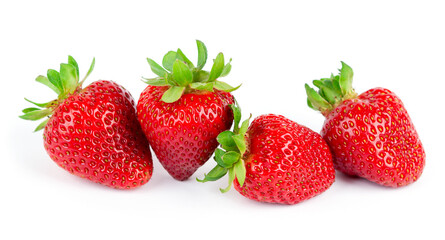 Strawberry on white background. Fresh sweet fruit closeup