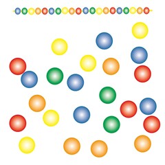 bright multicolored beads isolated on a white background, carnival holiday, maslenitsa, Mardi Grus
