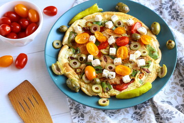 Omelette with vegetables and feta cheese