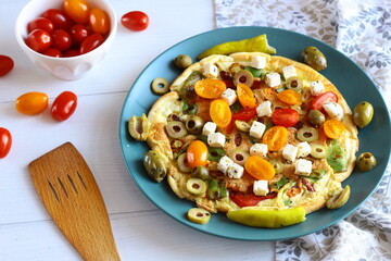 Omelette with vegetables and feta cheese