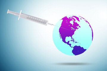 Fototapeta premium Concept of gloval vaccination against covid-19 - 3d rendering
