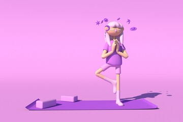 girl making yoga and meditation 