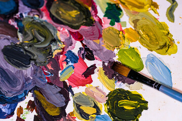 Fototapeta na wymiar Background withthe image of paint and brush